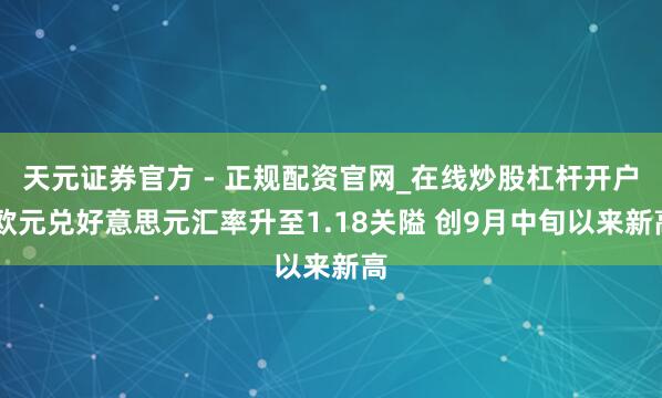 天元证券官方 - 正规配资官网_在线炒股杠杆开户 欧元兑好意思元汇率升至1.18关隘 创9月中旬以来新高